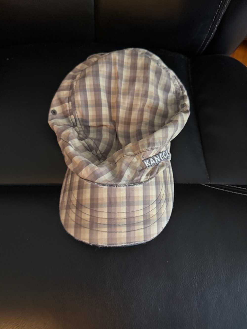 Kangol Plaid Cadet Cap in Tan and Brown